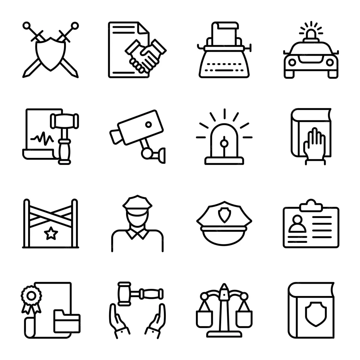 Premium vector pack of justice solid icons