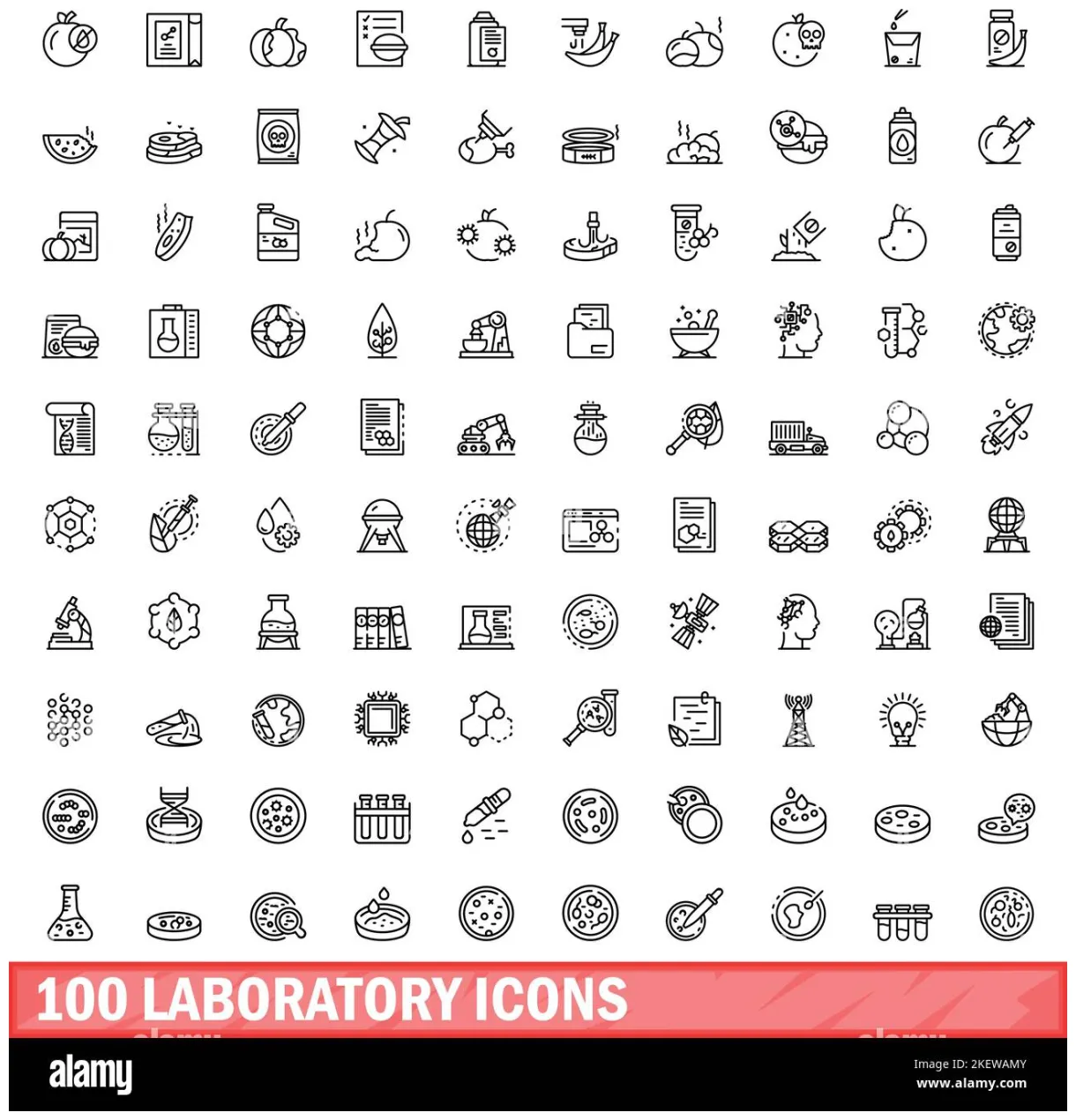 100 set. outline illustration of 100