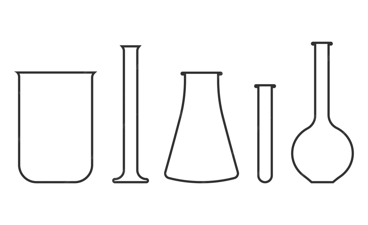 Premium vector set of laboratory chemical glassware tools science