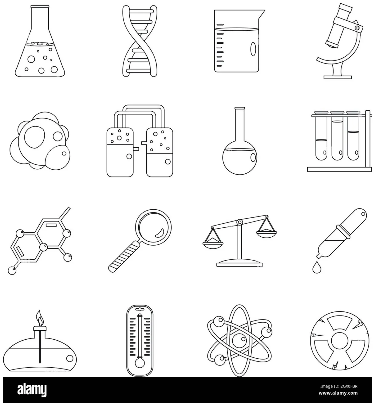 Chemical set, outline style stock vector & art