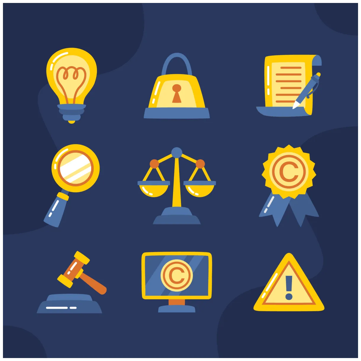 Legal vector art, icons, and graphics for printable coloring page