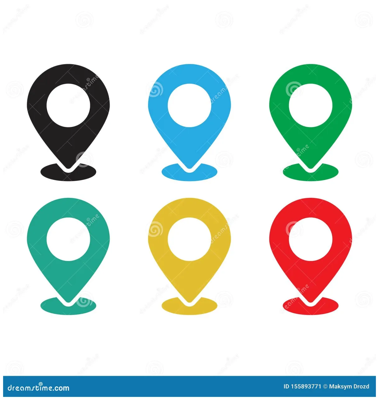 Set of colored map pins. location map icon. stock illustration