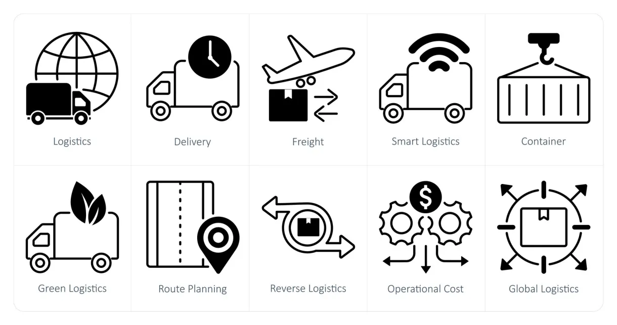 A set of 10 as logistics, delivery, freight 47298235