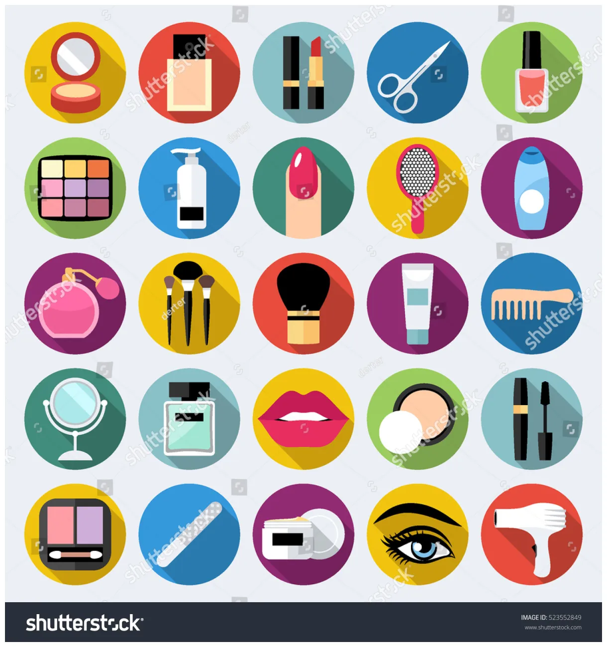 Set cosmetics beauty flat stock vector