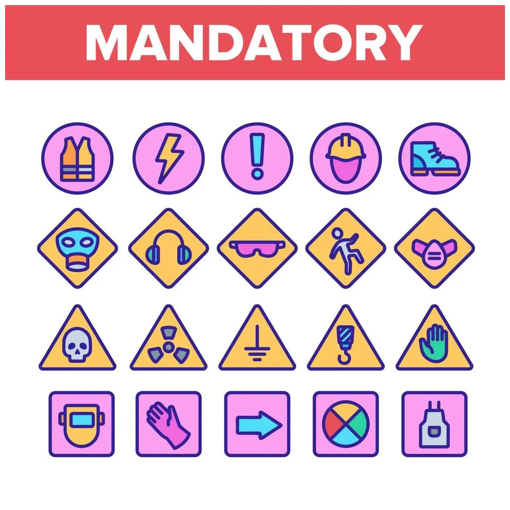 Color mandatory signs marks vector icons set 10279087 vector art at printable coloring page