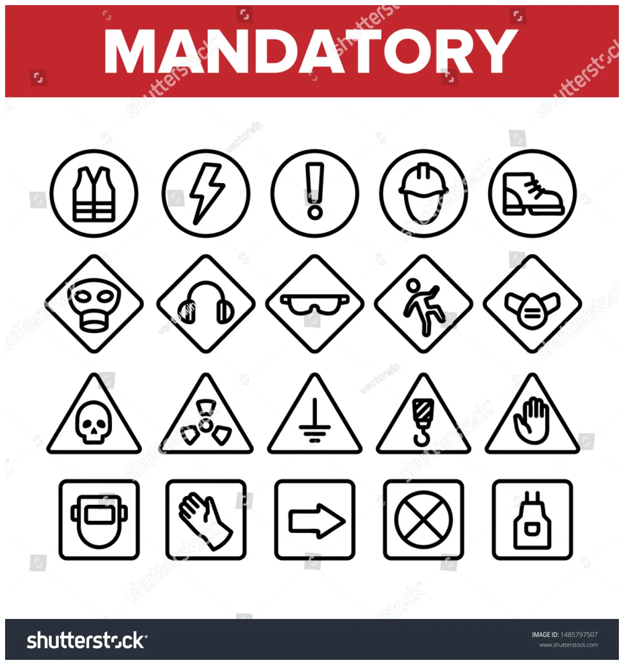 Collection mandatory signs marks vector icons stock vector royalty