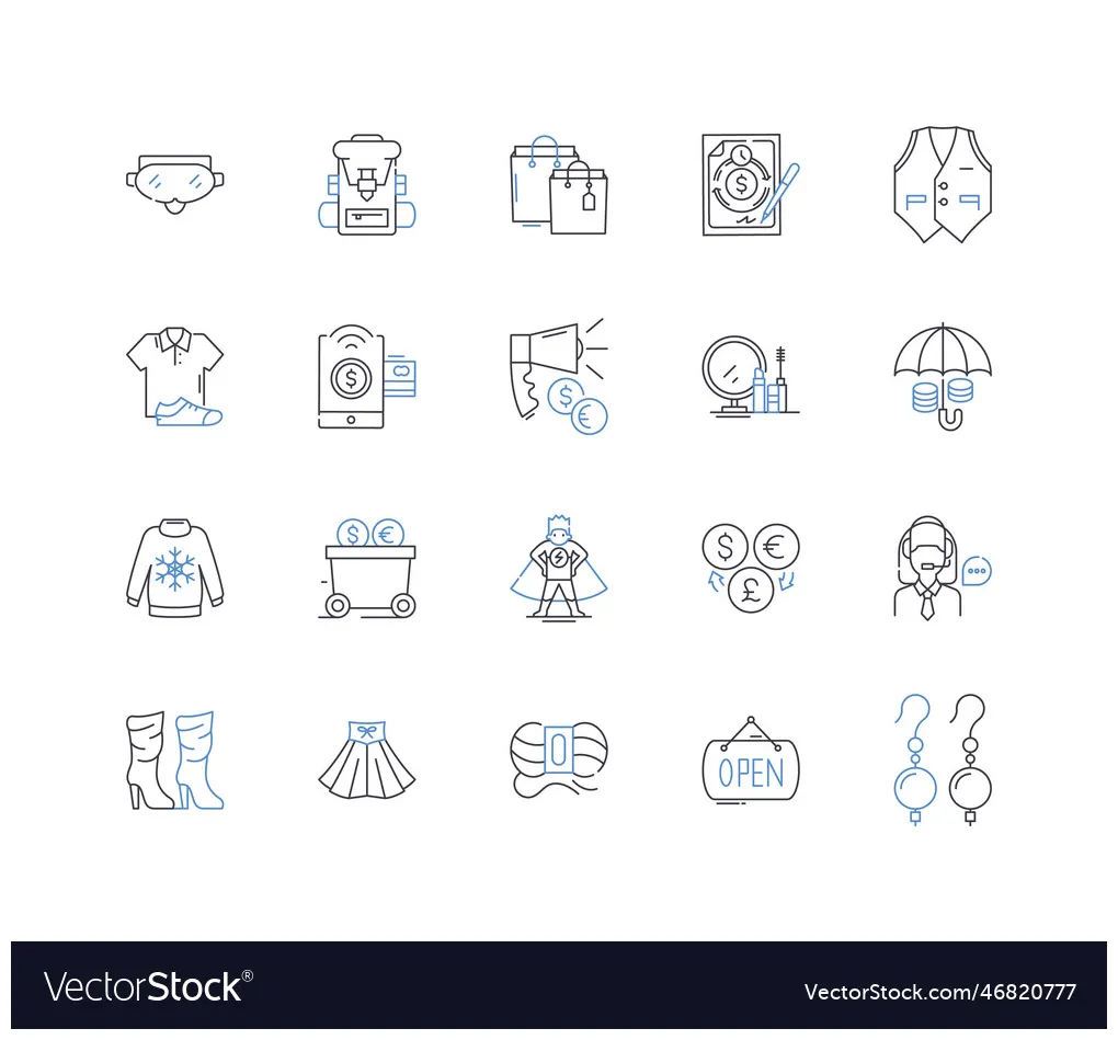 Clothing manufacturing line icons collection vector