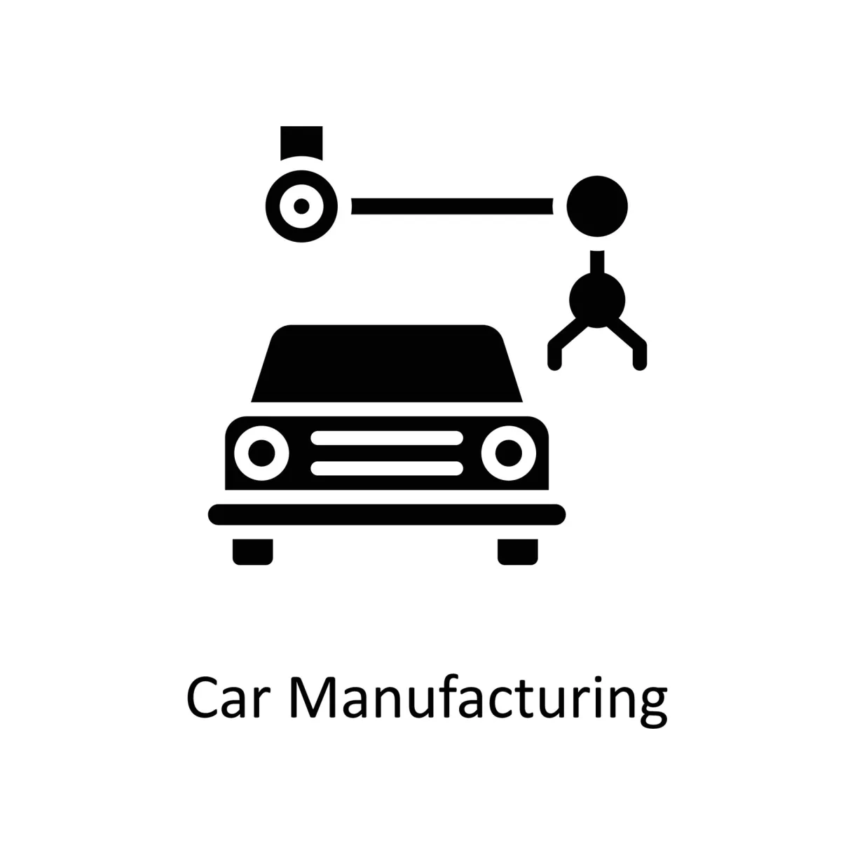Car manufacturing vector solid icons. simple stock illustration stock printable coloring page