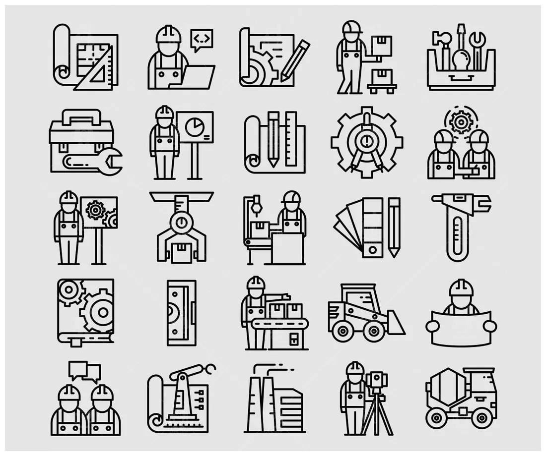 Engineering icons svg, , production line icons