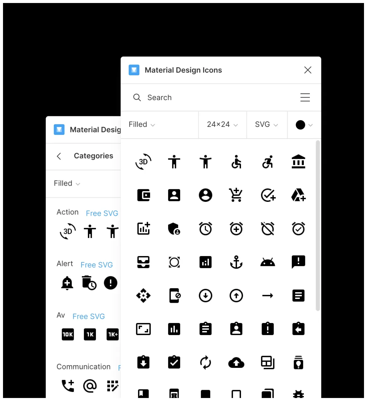 35K+ Material Design Icons right in Figma