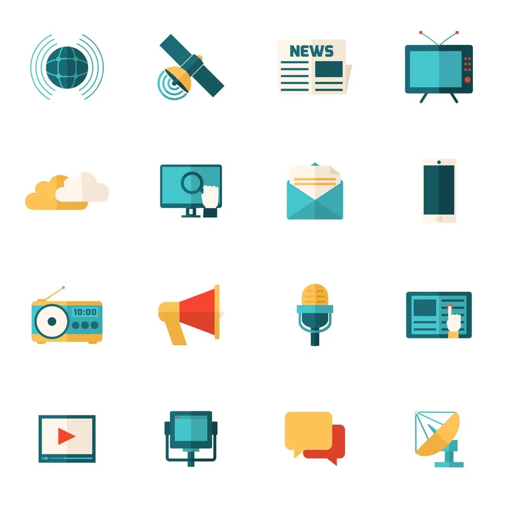 Media flat icons set 459219 vector art at vecteezy