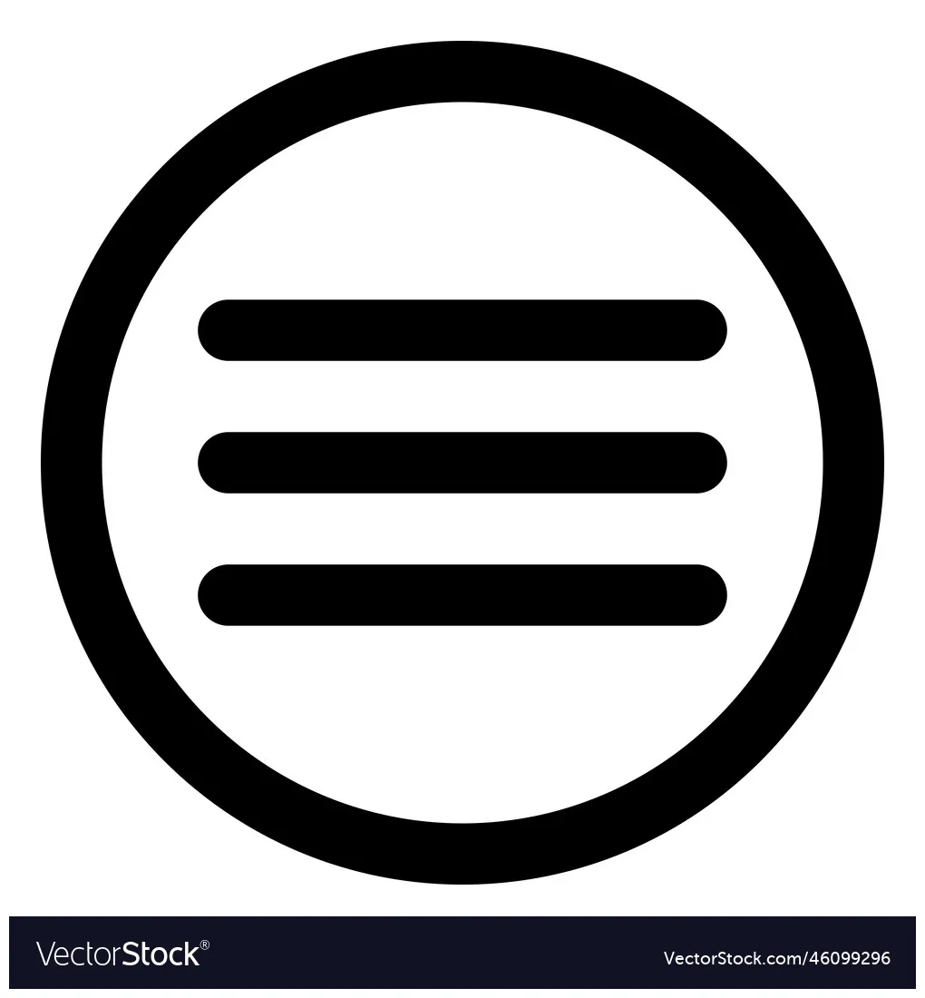 Hamburger menu icon in black vector