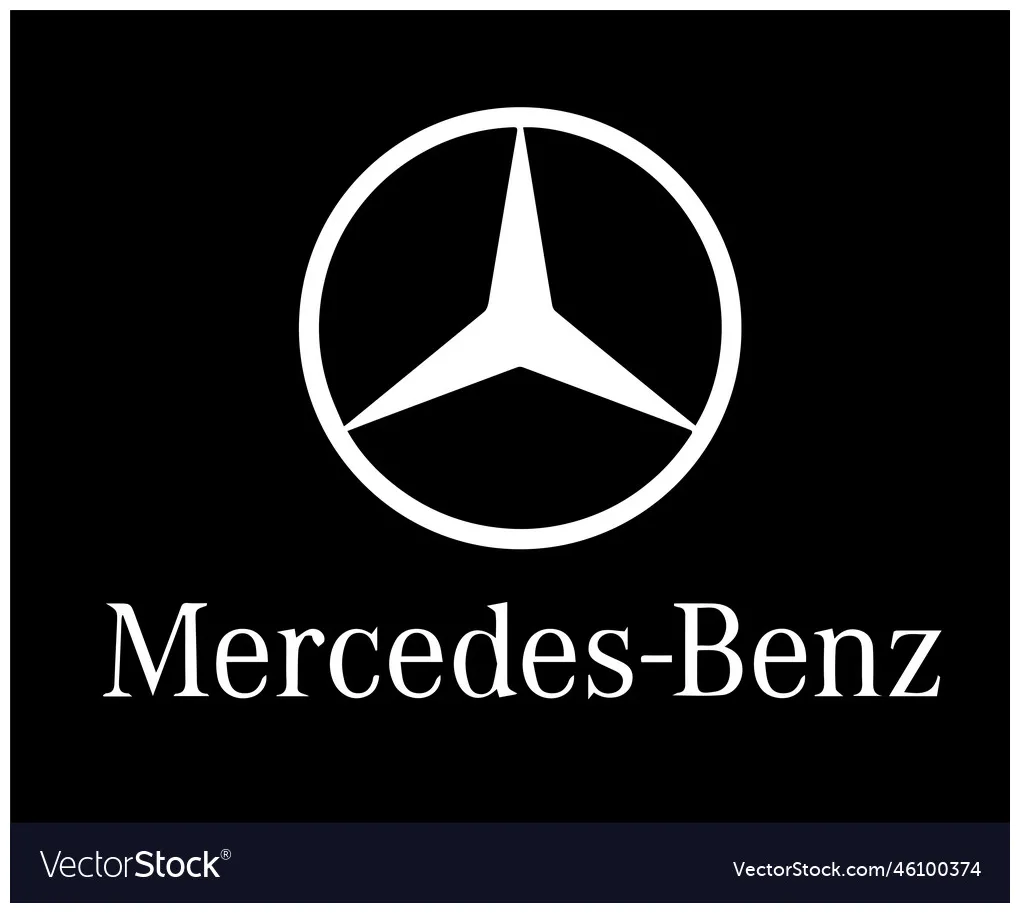 Mercedes benz brand logo symbol with name white Vector Image
