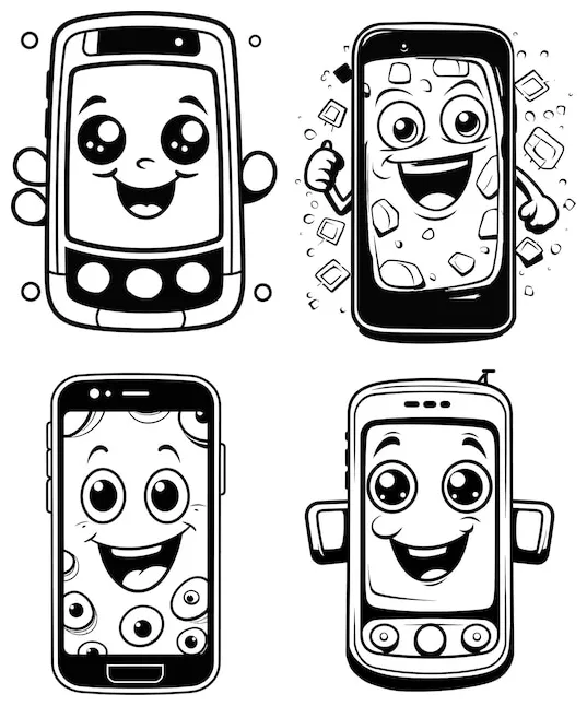 Premium Vector | Mobile Black And White Coloring Page