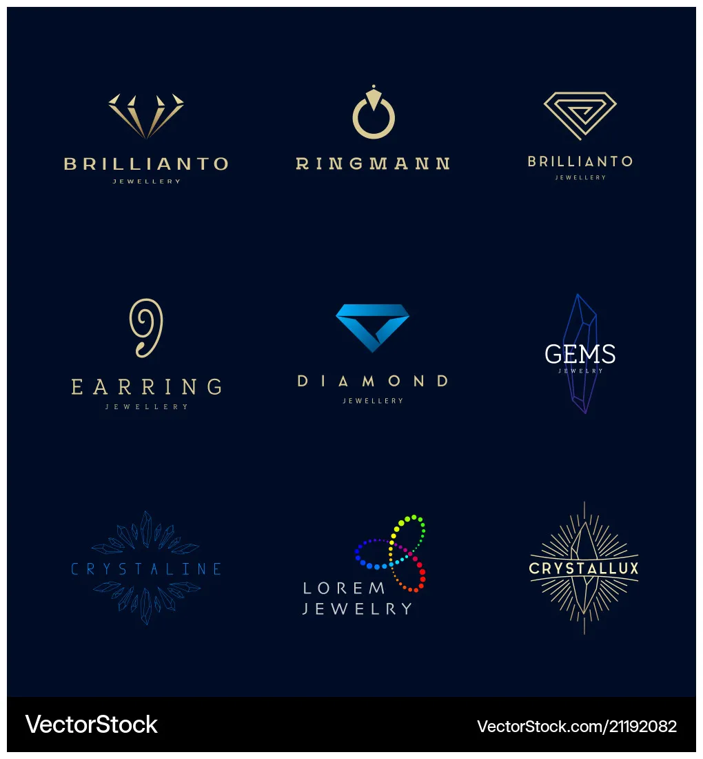 Jewelry icon set modern logos vector