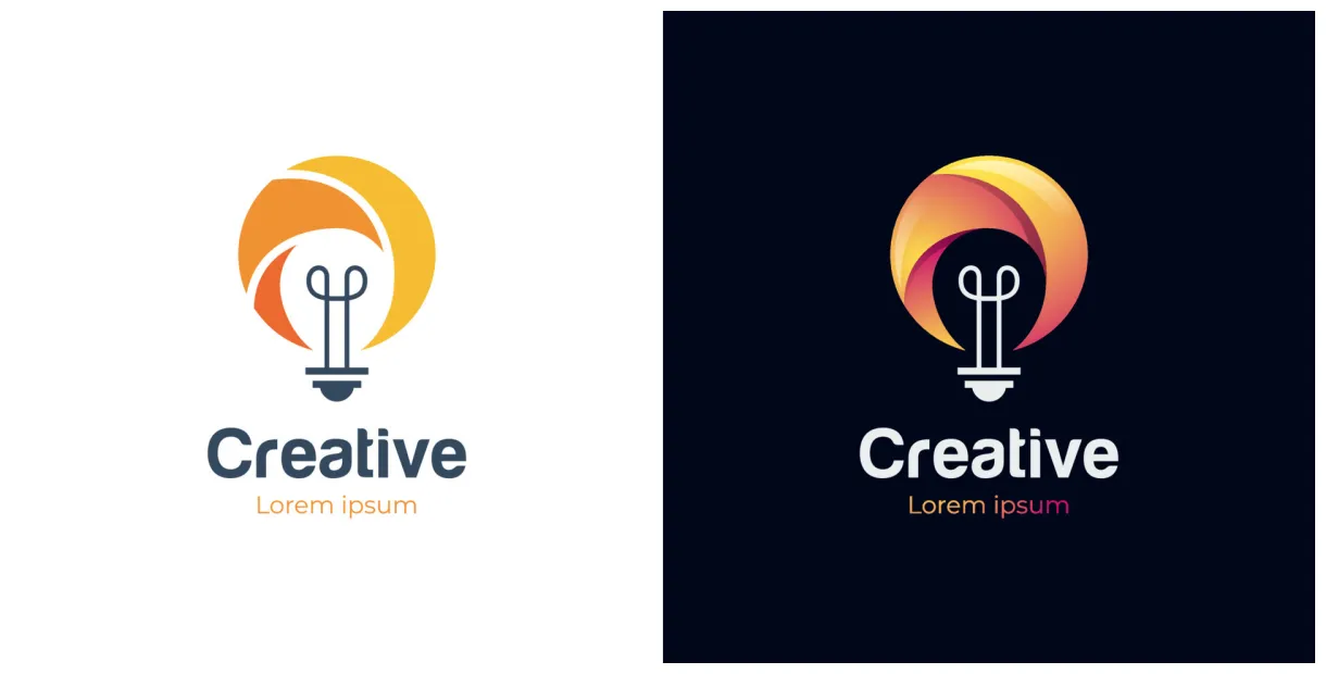 Modern logos of light bulb tech creative idea. vector lamp electric