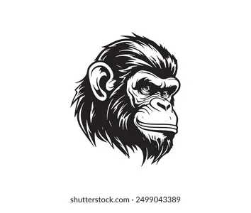 Black white chimpanzee making modern logos stock vector
