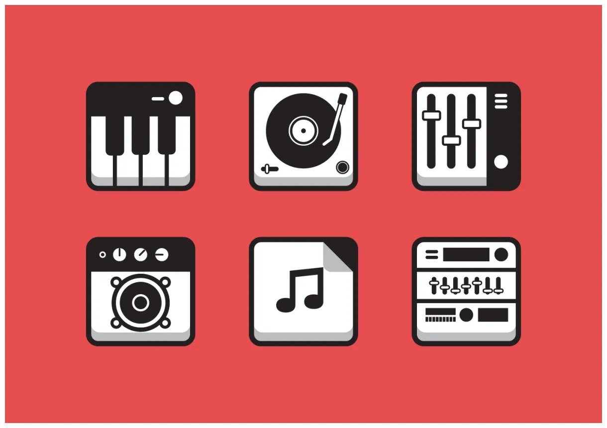 Vector music icon set 100129 vector art at vecteezy