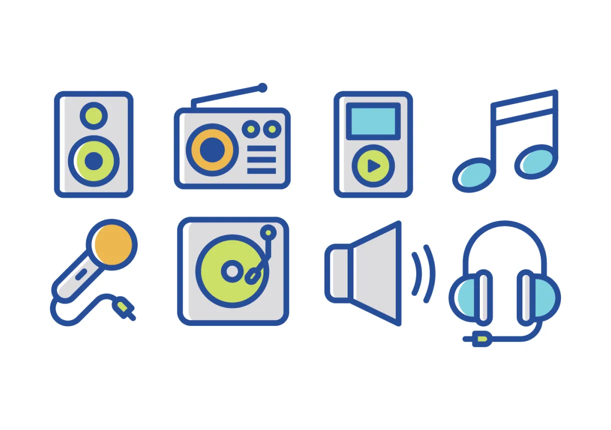 Vector music icon set 138670 vector art at vecteezy