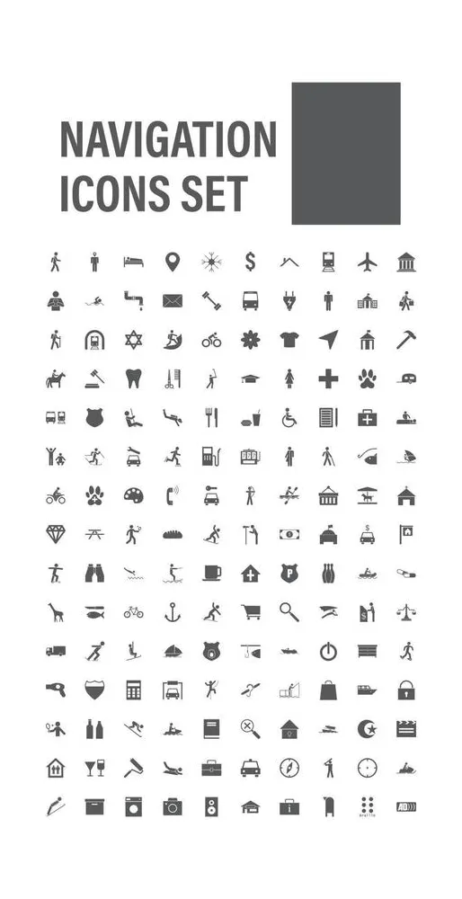 Navigation icons set. Navigation 150 vector icon set. Set of Navigation