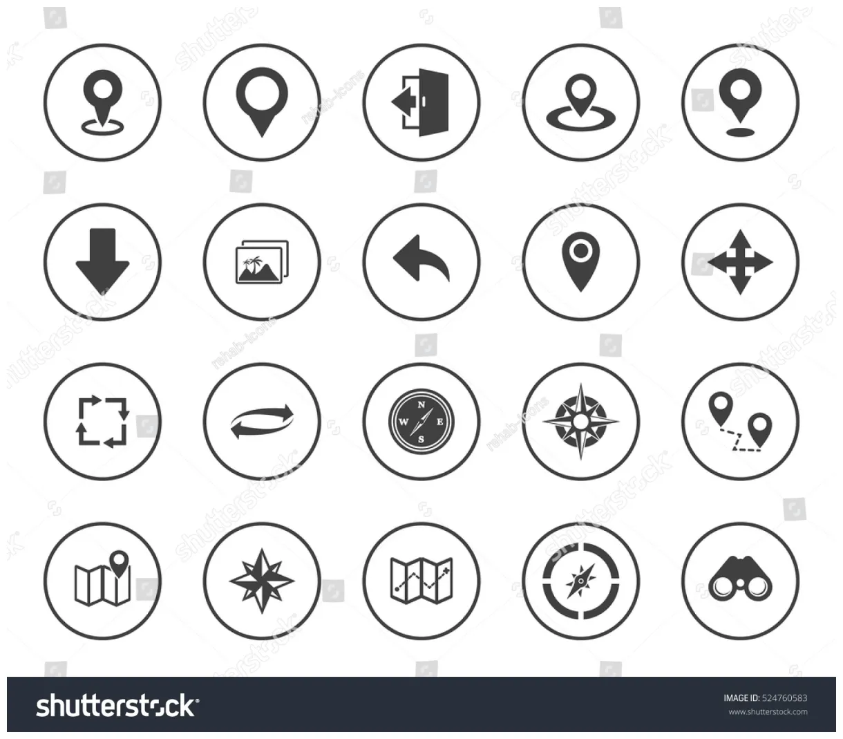 Navigation Icons Stock Vector (Royalty Free) 524760583 | Shutterstock