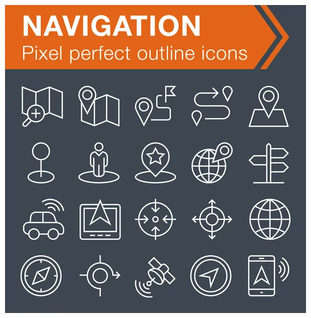 Navigation icons set free download