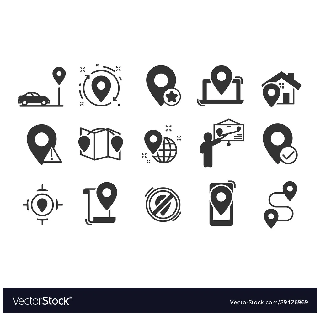 Navigation icons set Royalty Free Vector Image