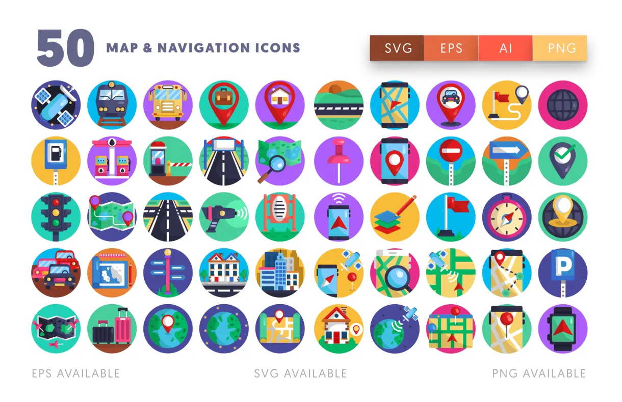50 Map & Navigation Icons - Dighital Icons | Premium Icon Sets For All