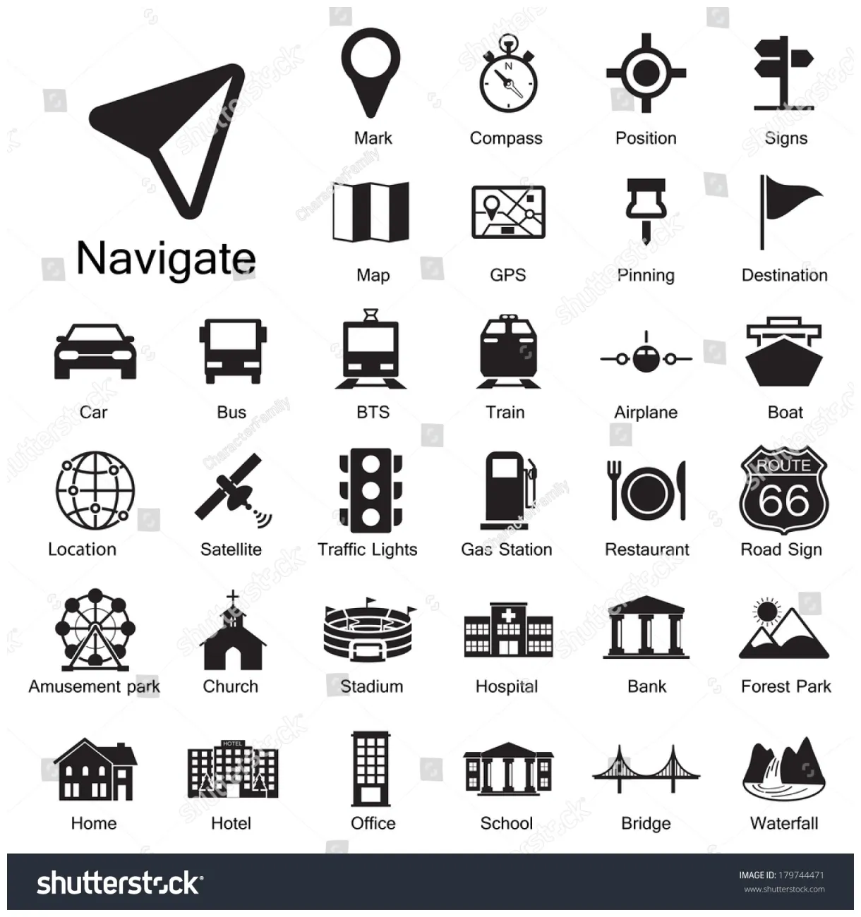 Navigation Icons Stock Vector (Royalty Free) 179744471 | Shutterstock