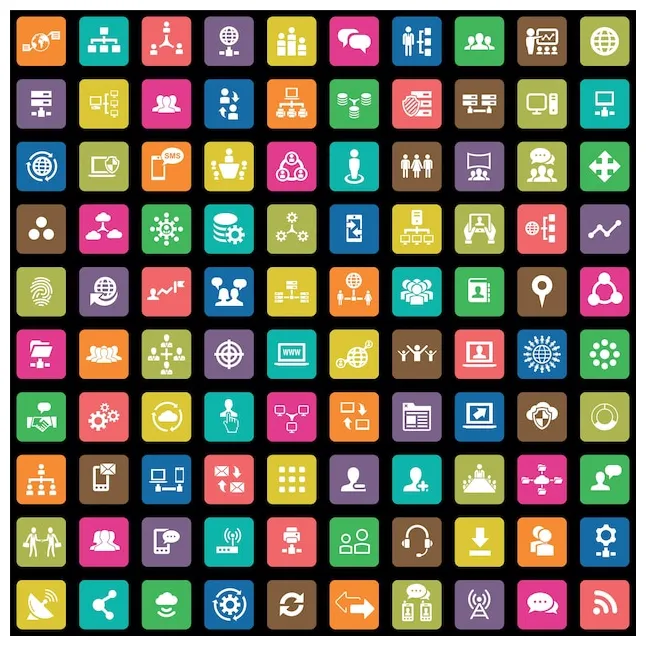 Premium Vector | Network 100 icons universal set
