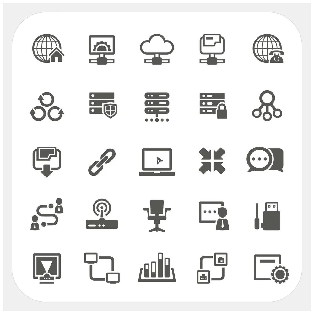 Network icons set 13129443 Vector Art at Vecteezy