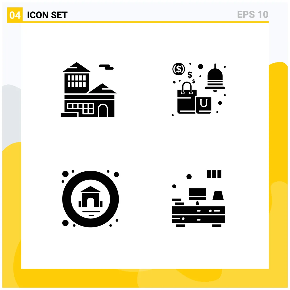 Set of modern ui icons symbols signs for bank home office sale real