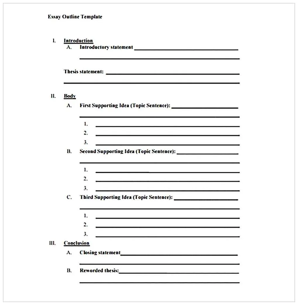 Essay outline templates and the examples room surf