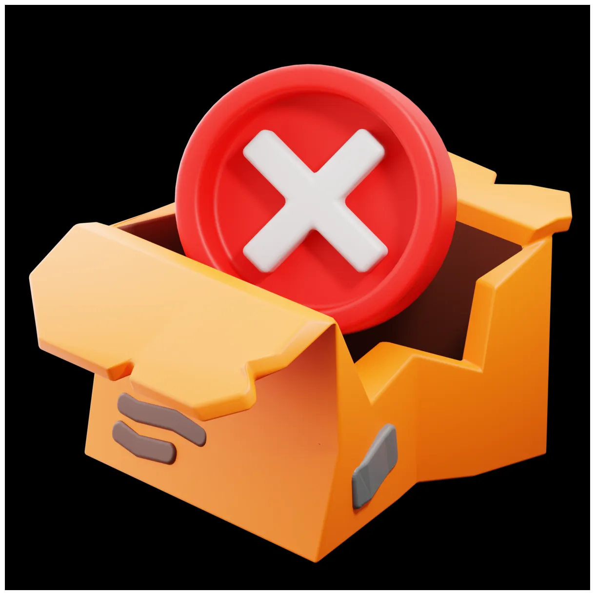 3D Damaged package icon on transparent background 39833355 PNG