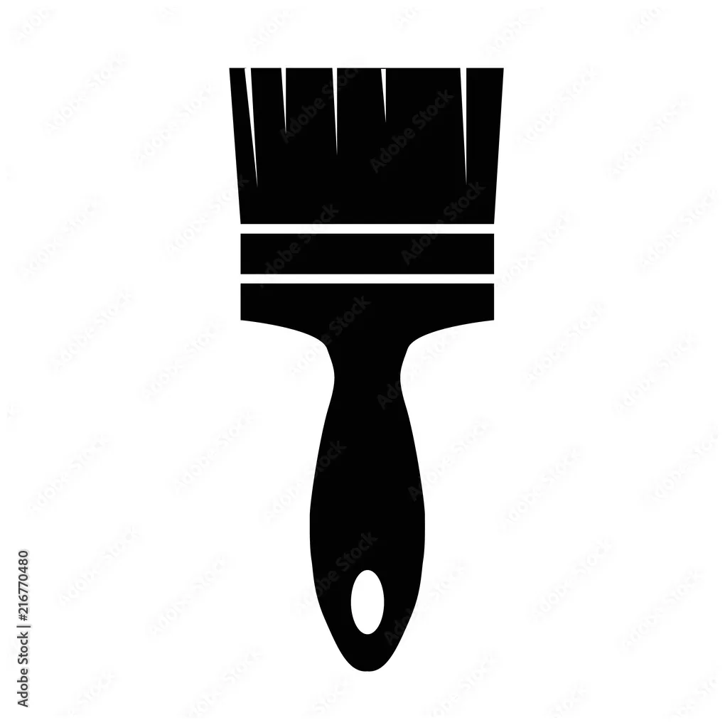 On white . black paint brush symbol. flat