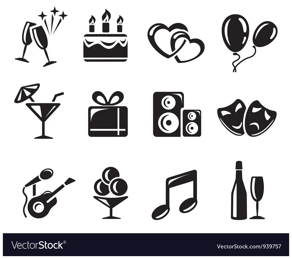 Party icons vector vectorstock