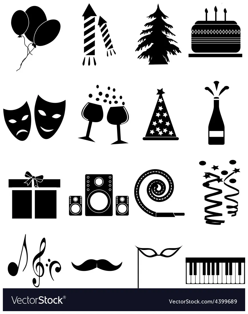 Party icons set vector vectorstock