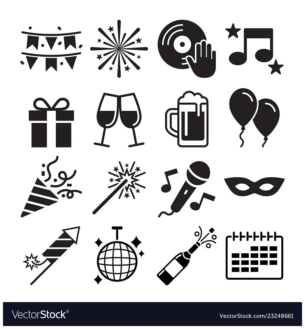 Party icons set vector vectorstock