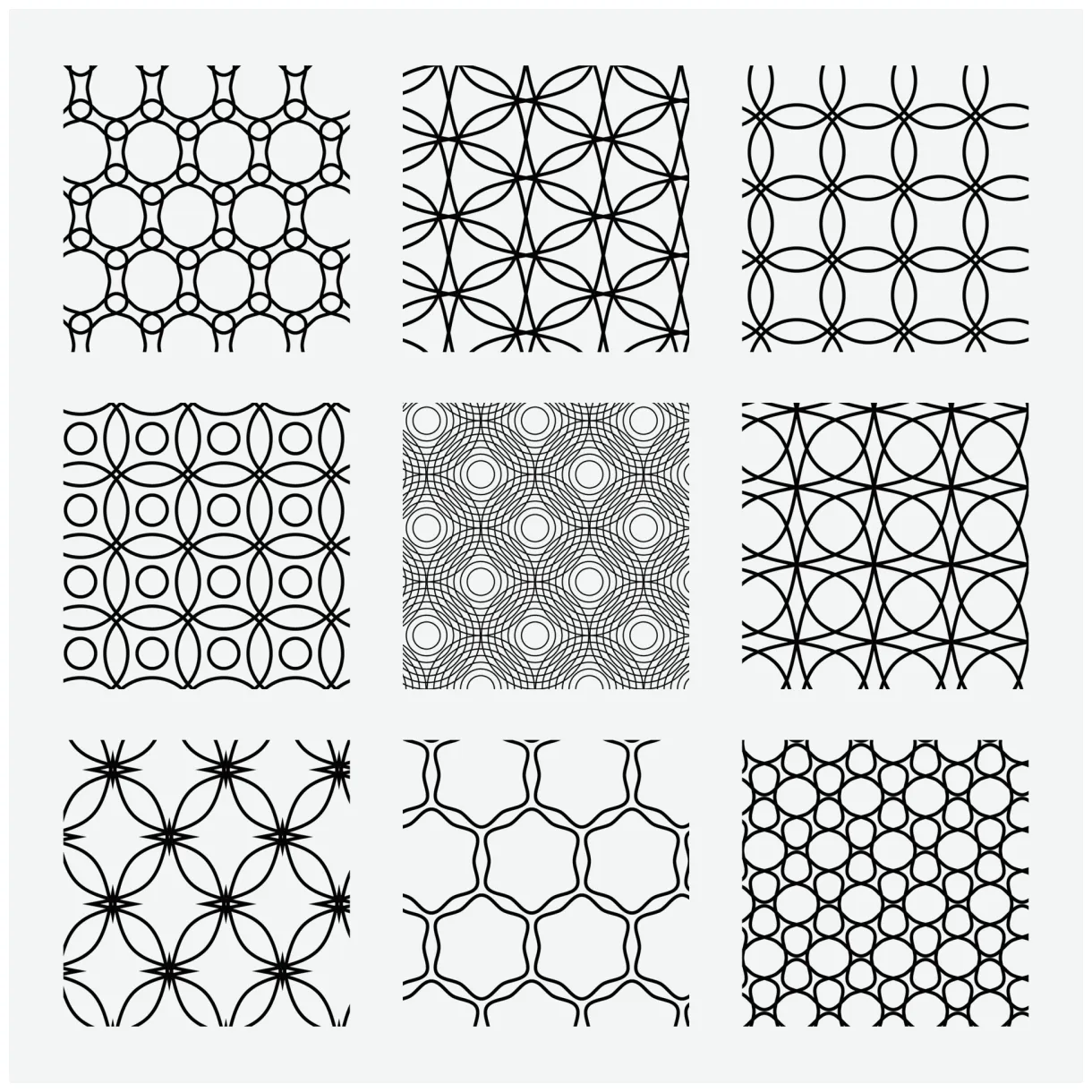 Geometric shapes patterns. black lines simple abstract. a set of