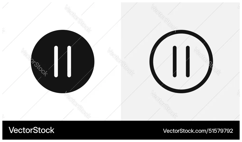 Pause icon set vector vectorstock