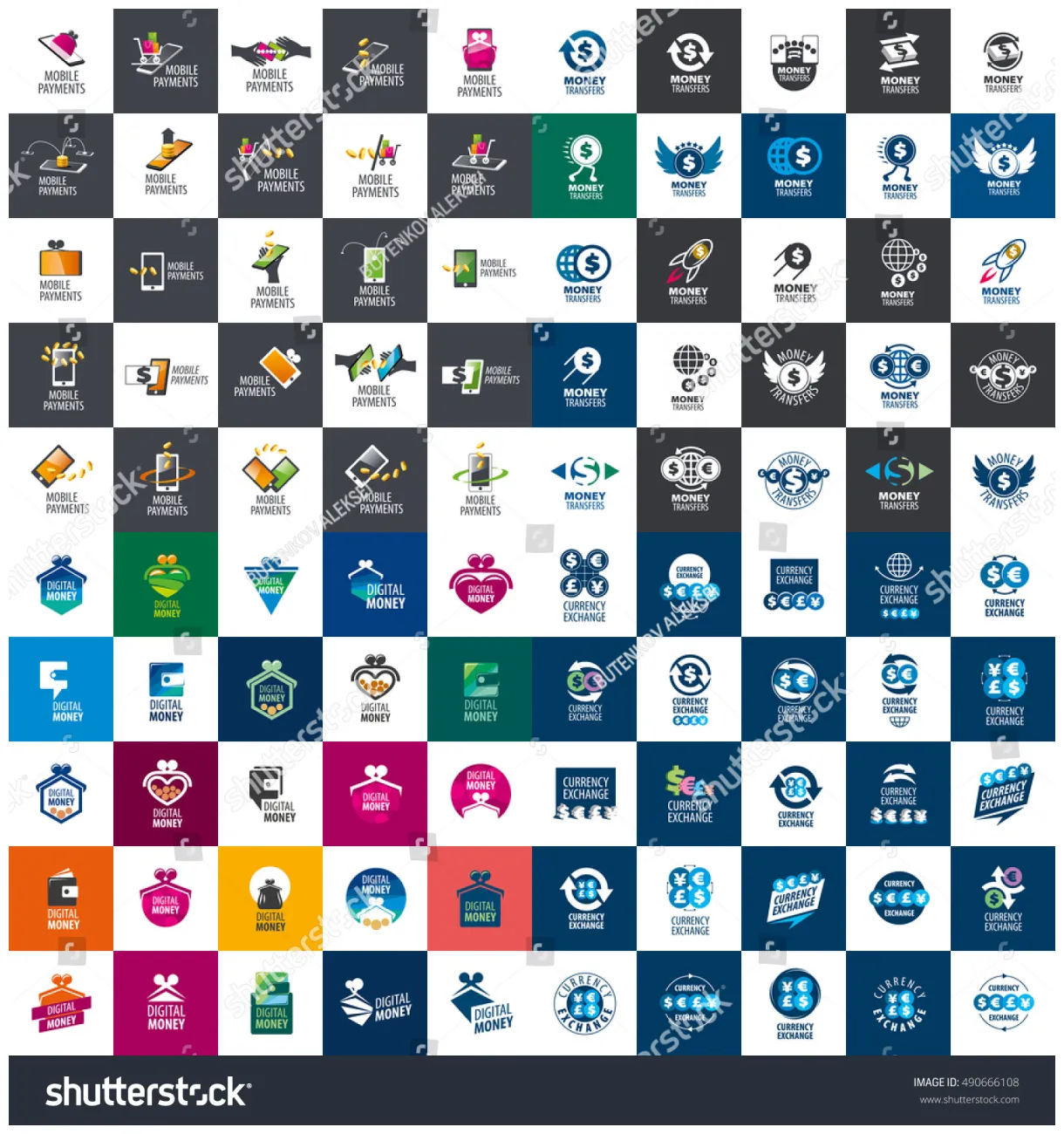 Set payment logos stock vector 490666108