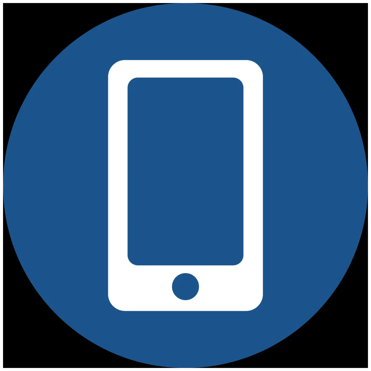 Mobile phone icon design in blue circle. 14441091 PNG