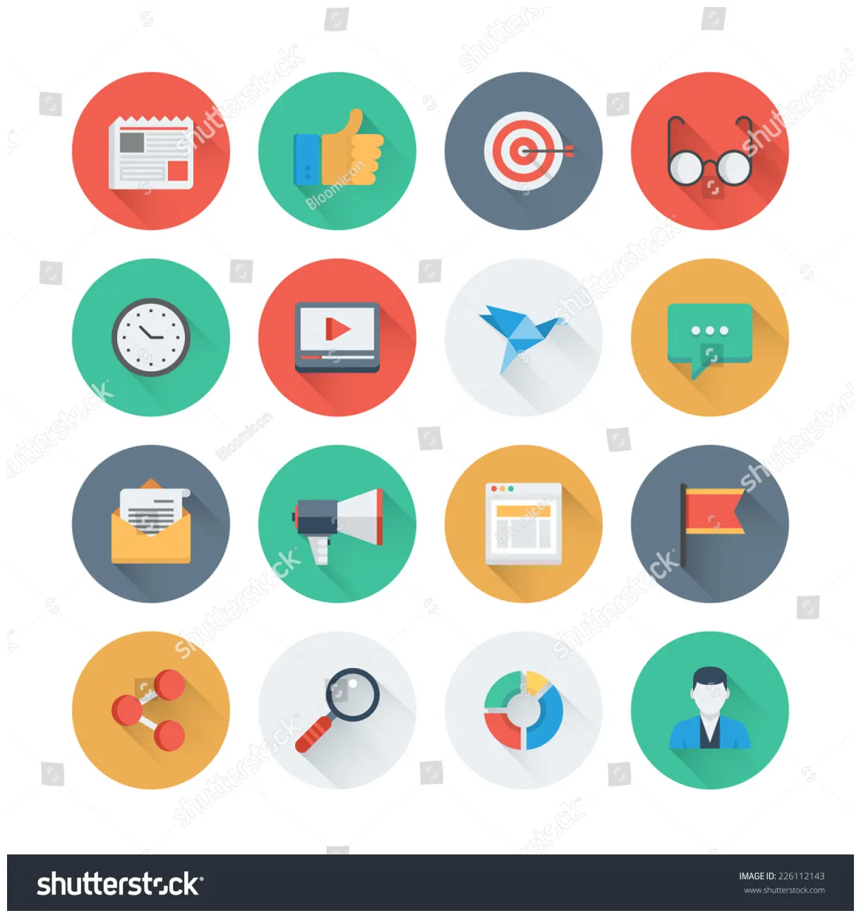 Pixel perfect flat icons set long stock vector 226112143