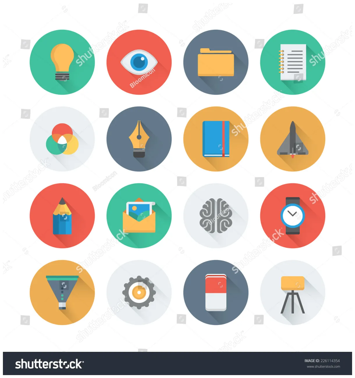 Pixel perfect flat icons set long stock vector 226114354