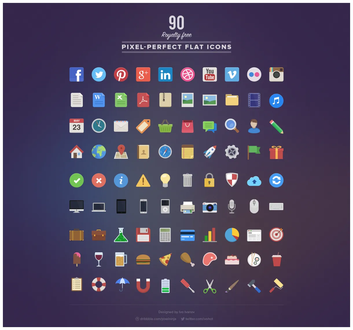 90 , pixel-perfect flat icons on behance