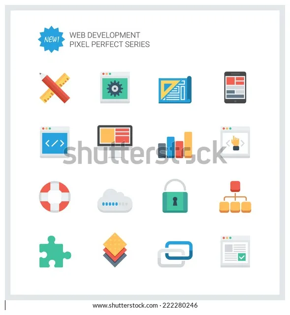 Pixel perfect flat icons set web stock vector 222280246