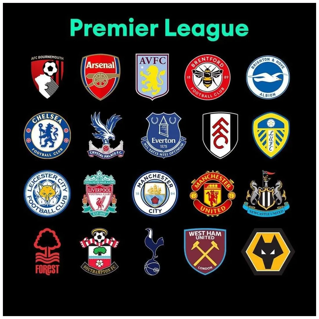 Premier League Logos on Black Background