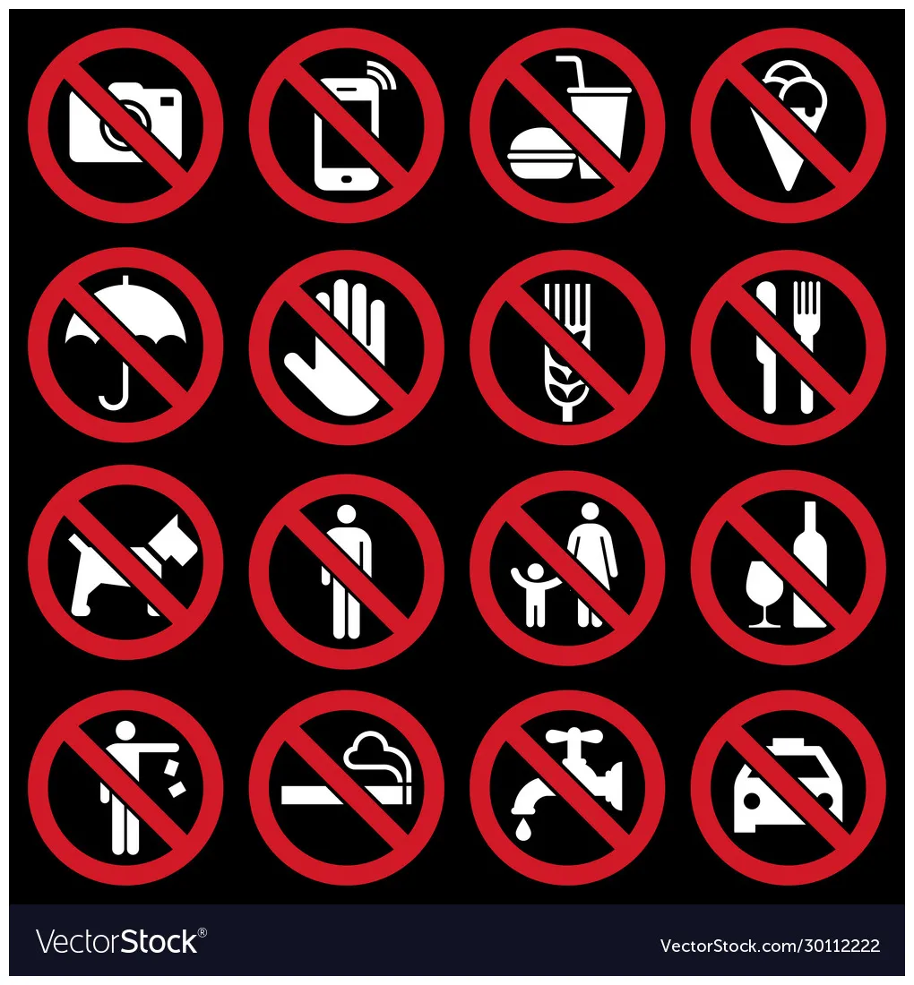Prohibition signs vector vectorstock