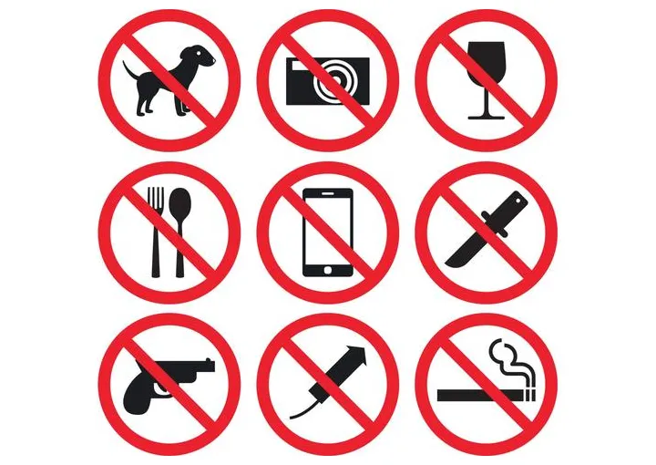 At vectorified collection of prohibition