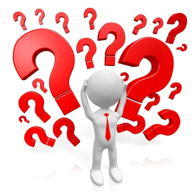 Premium cartoon character and question mark signs confusion concept